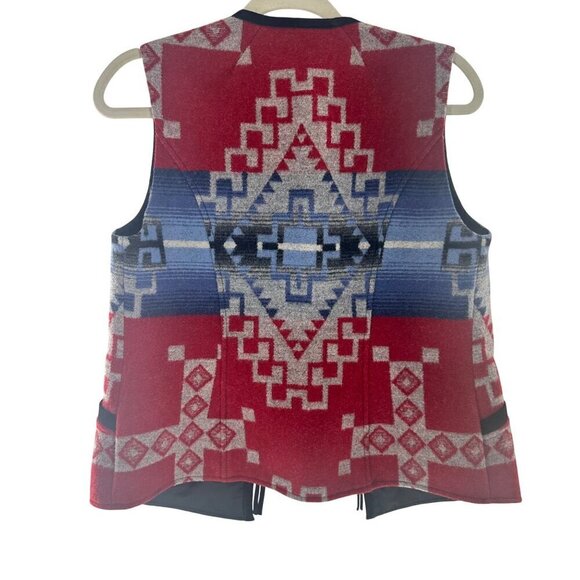 Pendleton Womens Southwestern Wool Vest Small Red/Blue Geometric Pattern USA Fab - Picture 8 of 16